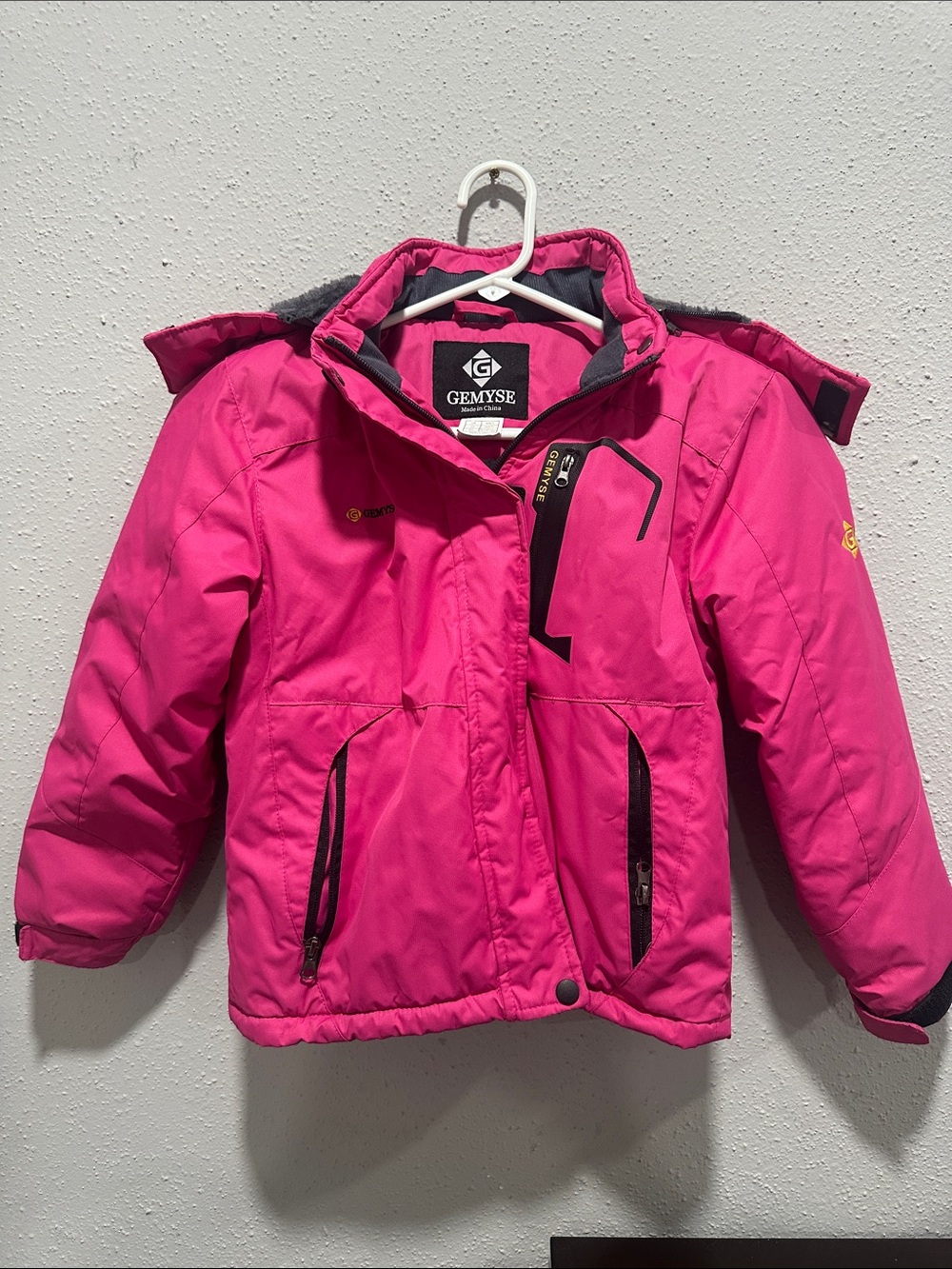 Kids' Hot Pink Insulated Hooded Puffer Jacket
